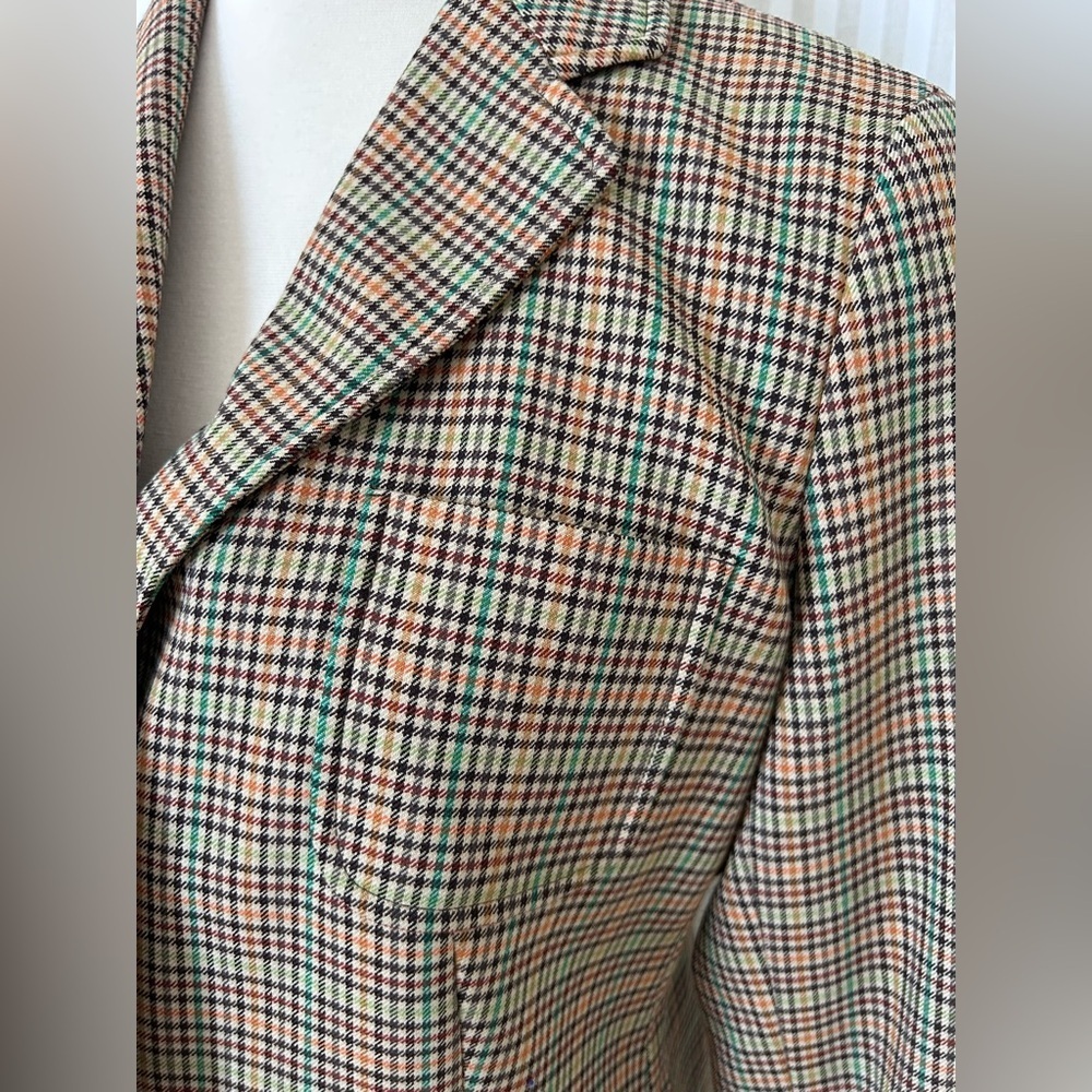 Talbots Women’s Plaid Tailored Blazer Jacket Brown Multicolor Houndstooth Size 6 - Picture 4 of 9
